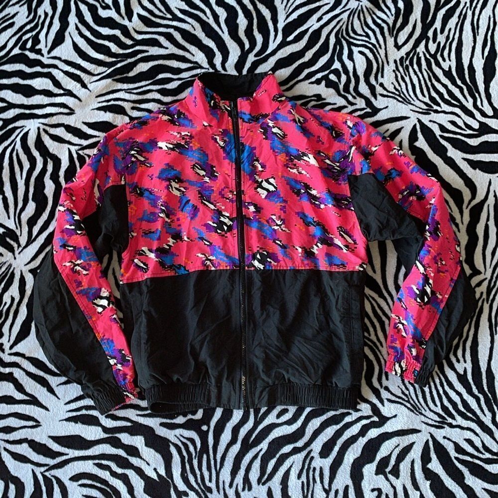 Dolfin international cool vtg 90s windbreaker jacket full zip pixel size medium